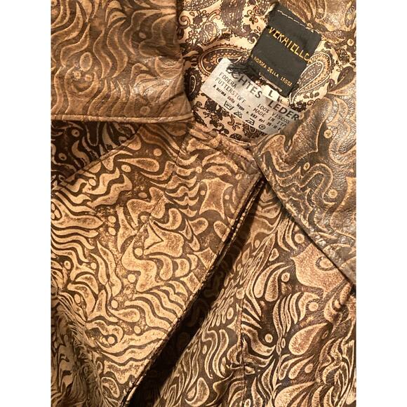 Vera Pelle Embossed Leather Coat Stamped Soft Amazing Sz L Ren Fair Fairycore - Picture 7 of 8
